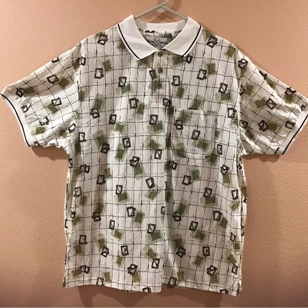 Michael Austin Golf Shirt Medium with Club & Put Design